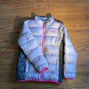 Girls Gray North Face Down Jacket